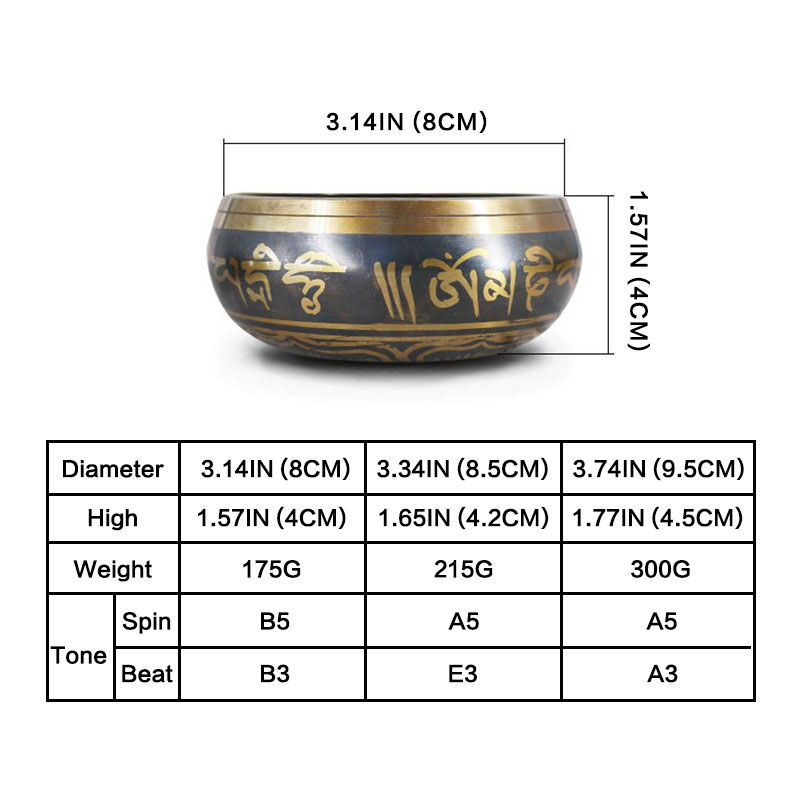 Size of Buddhastoneshop Tibetan Meditation Bowl