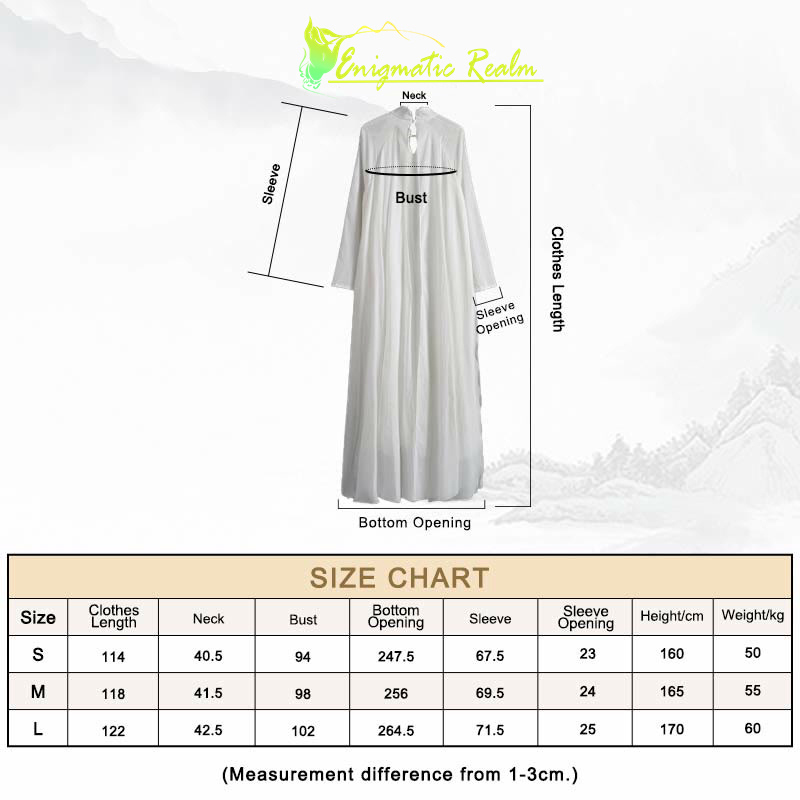 Buddha Stones Simple Design Meditation Spiritual Long Dress Zen Practice Yoga Clothing Women's White Gown Clothes BS 1