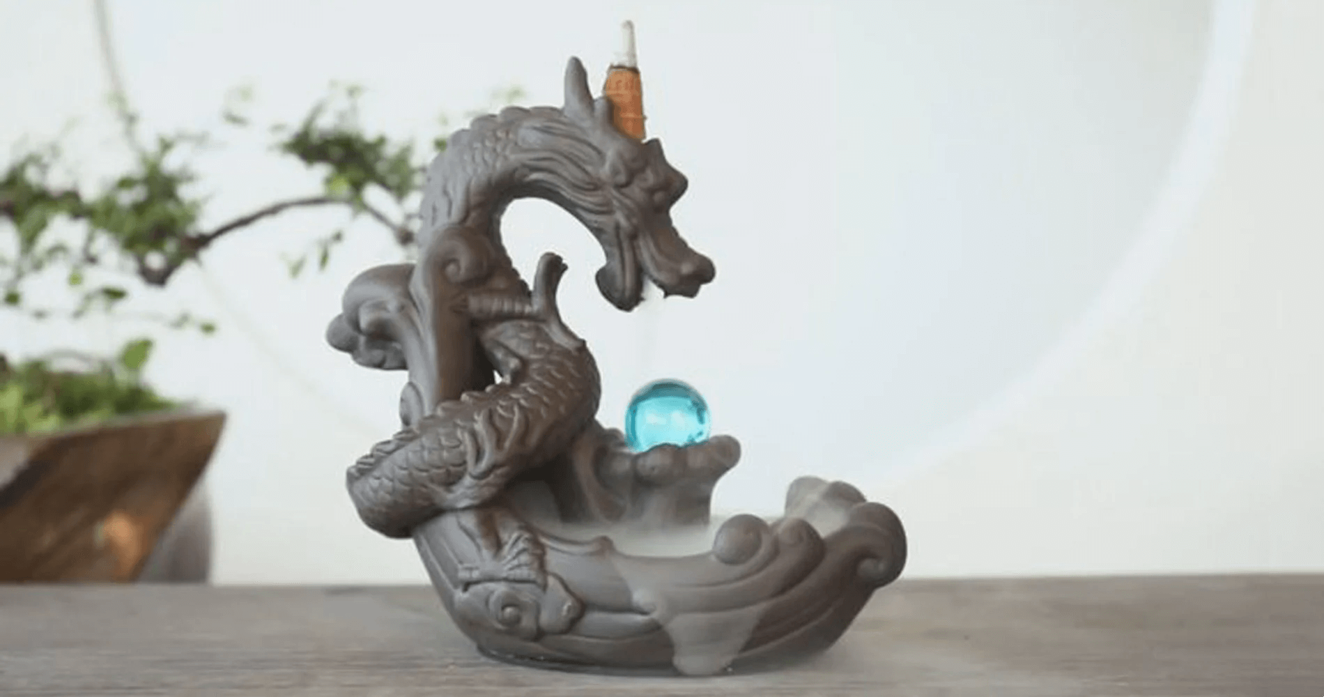 Buddha Stones Tibetan Dragon Protection Incense Burner Decoration Decoration BS 1