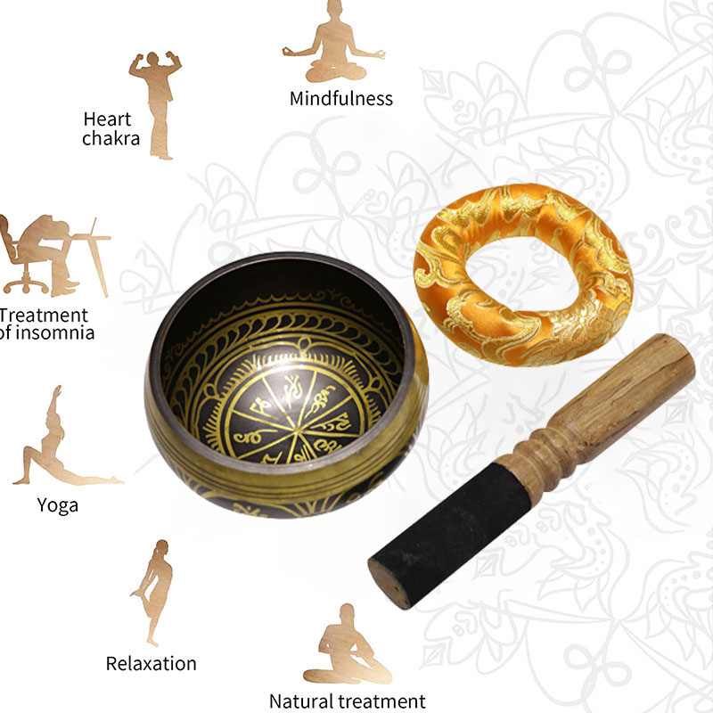 Buddha Stones Tibetan Meditation Sound Bowl Handcrafted for Healing and Mindfulness Support Protection Singing Bowl Set Singing Bowl buddhastoneshop 1